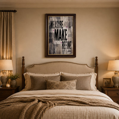 Mesure, affiner le texte avec règle et cible mauve, art mural sur toile