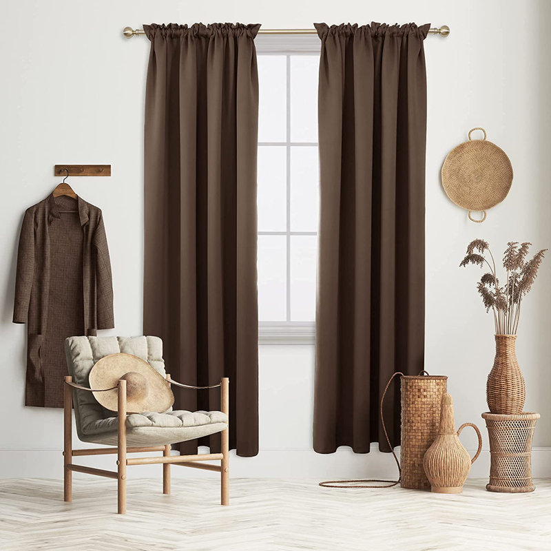 Peniste Room Darkening Curtain Pair, 52" W x 108" L, Brown