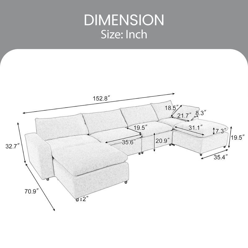 Canapé modulaire Debi, 100 % polyester gris clair