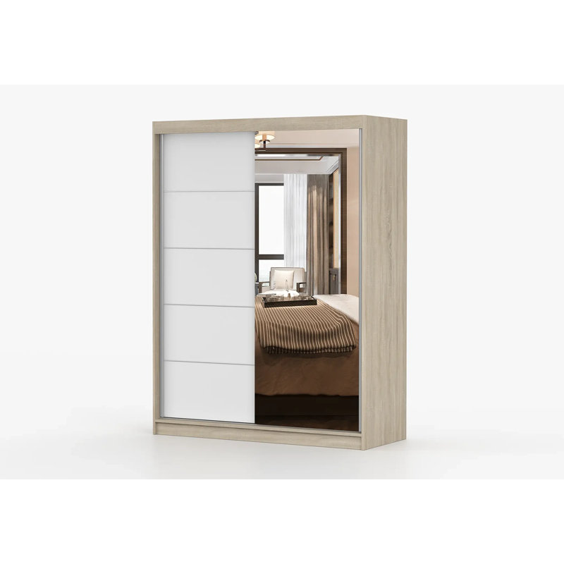Tefanes 2 Door Laminate Wardrobe, Oak Base/ White Door