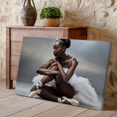 Canvas A Graceful Ballet Dancer In A Soft Ethereal Pose Sits Wall Art Elegantly On The Floor Her Legs Crossed Beneath Her She Creating Canvas Wall Art
