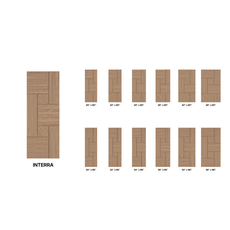Porte à panneau encastré 96 po Interra Slab Only Acajou - Contemporain, moderne, non fini, 36" x 96" [36" Door]