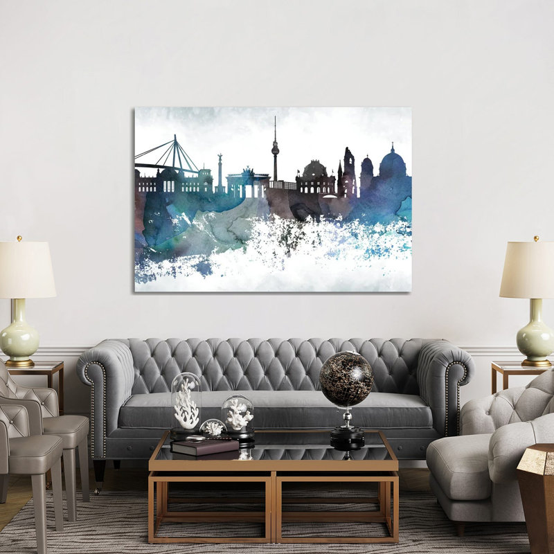 Berlin Bluish Skyline 1 Piece Wrapped Canvas Wall Art, 152.5 cm H x 101.5 cm W
