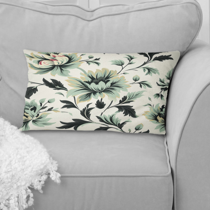 Green Sleek Damask Harmony - Coussin décoratif Abstract Coral Reef Multicolore Azur - Coussin décoratif