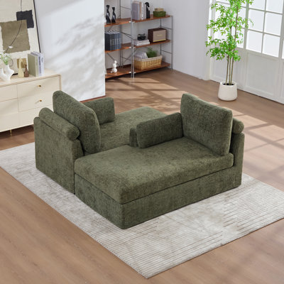 Canapé-lit modulaire en chenille de 63,39 po de largeur avec coussin