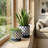Jamesjoseph Stoneware Ceramic Planters with Saucers - Durable Decorative Pots for Indoor Outdoor Display - Stylish Modern Home Garden Accents - Set of 2-439641391