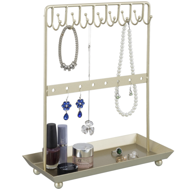 Gold Necklace Jewellery Stand with Tray