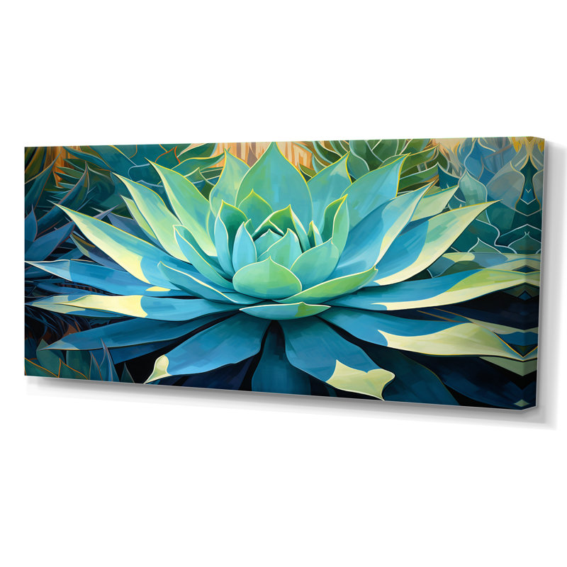 «Green Succulents Majestic Agave II - Succulent», art mural, Toile tendue, H 28 po x l 60 po x P 1,5 po