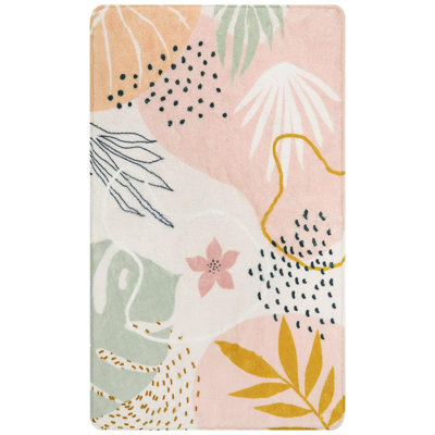 Pink Washable Living Room Area Rug - 3X5 Small Rugs For Bedroom Non-Slip Throw Soft Nursery, Low-Plie Boho Botanical Print Capet -  Winston Porter, 91C4B9CDE4B94A5BBF02EBE37B4A5E37