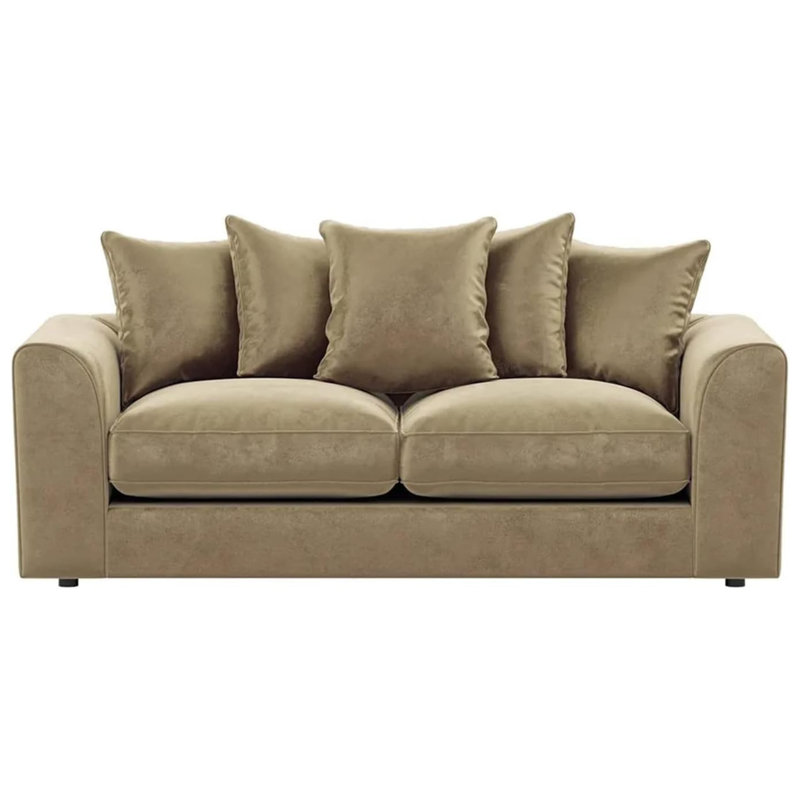 3 Seater Velvet Sofa, Beige