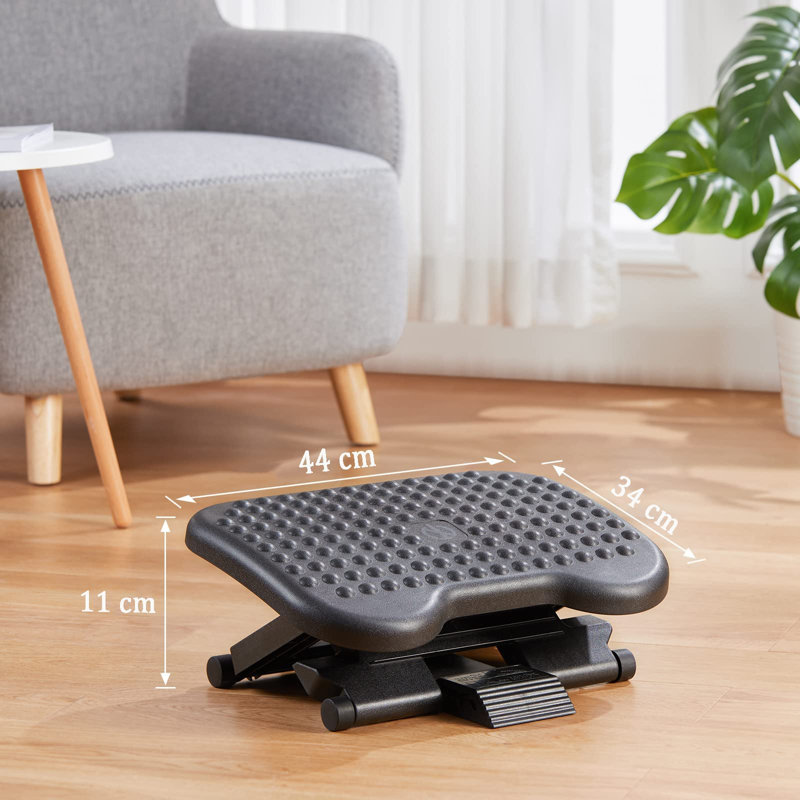 Adjustable Desk Footstool With Massage Function, Three Height Settings And 30-Degree Tilt Adjustment, Suitable For Home And Office Use.