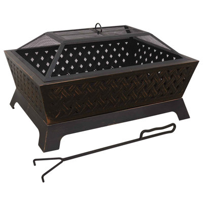 Rectangle Steel Smokeless Fire Pit with Lid