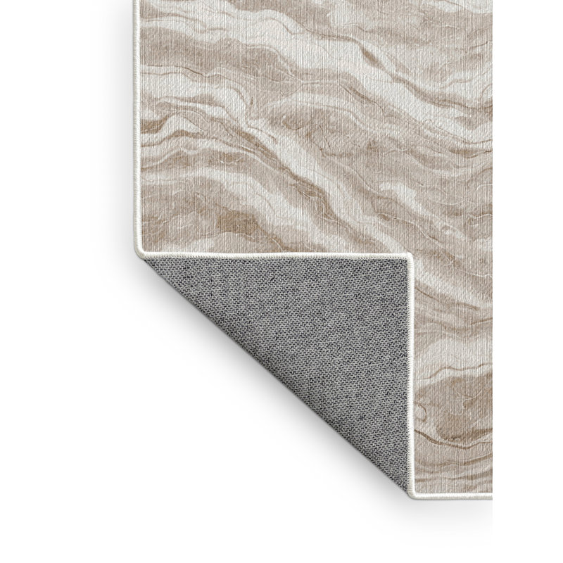 Machine Washable Beige Area Rug, Runner 2' x 5'