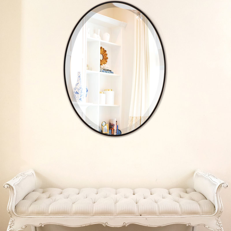 Bugarin Oval Mirror, Rubbed Black, 20.62" H x 30.62" W