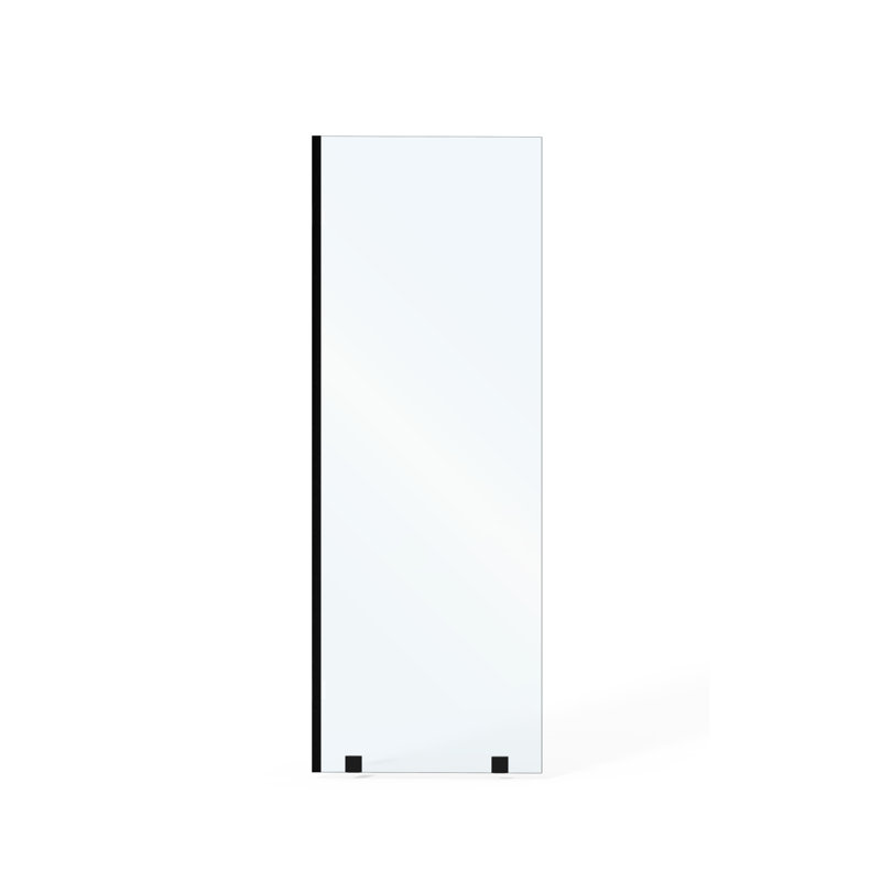 UKH07B 33-1/2 in. W x 80 in. H Frameless Fixed Shower Glass Panel  with U-Channel in and 3/8 in. Clear Glass in Matte Black