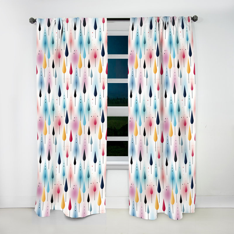 Rideau obscurcissant géométrique pastel scandinave pastel - 1 panneaux, L 52 po x L 108 po