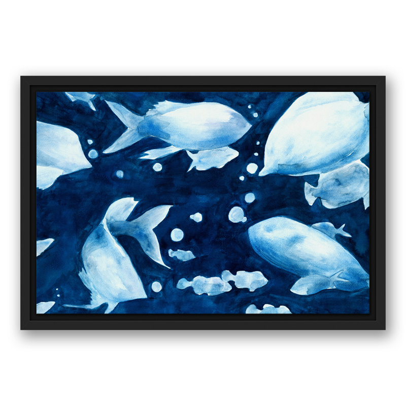 « fish », ensemble d’impression sur toile tendue, H 12 po x l 18 po, Cadre noir
