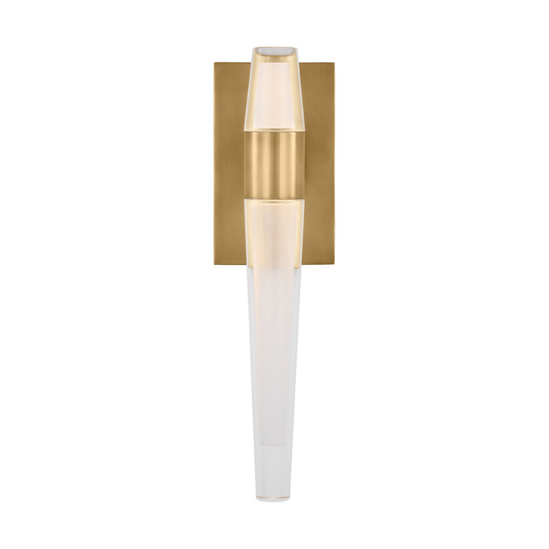 Sean Lavin Lassell 2-light single wall sconce in natural brass finish with crystal shades, Hand Rubbed Antique Brass