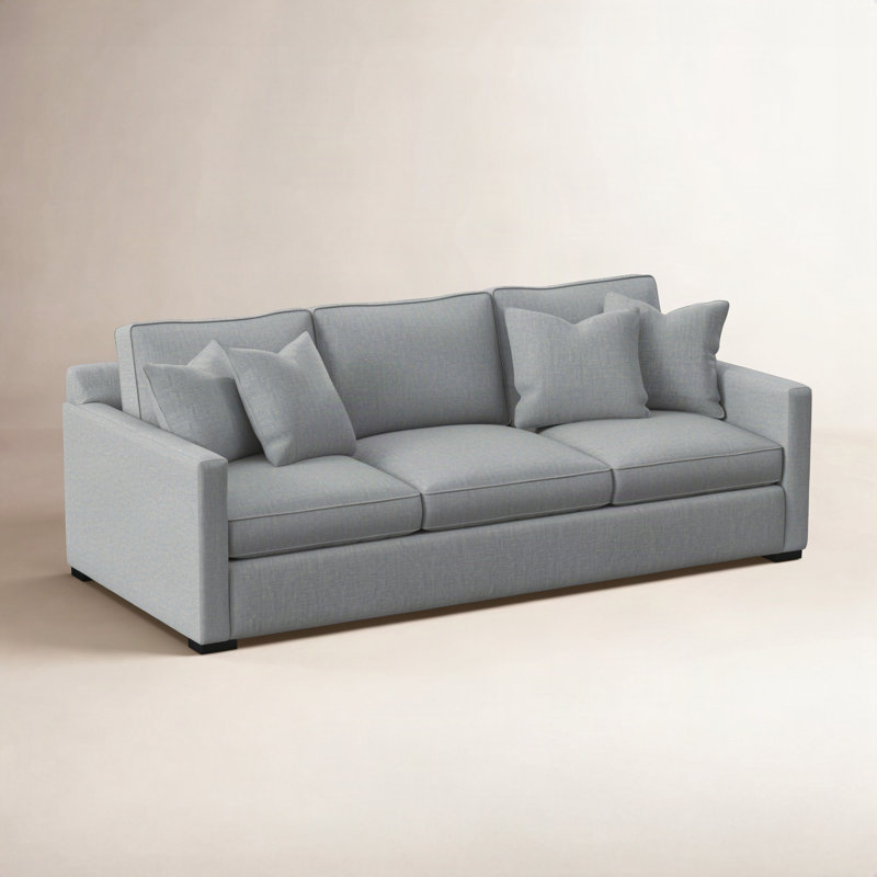 Bel-Air 87'' Upholstered Sofa, Black, Alabaster Linen-Look Performance; 0325-74