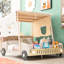 Lit voiture en bois avec coussin confortable, porte-revues et chiffon doux en forme de voiture