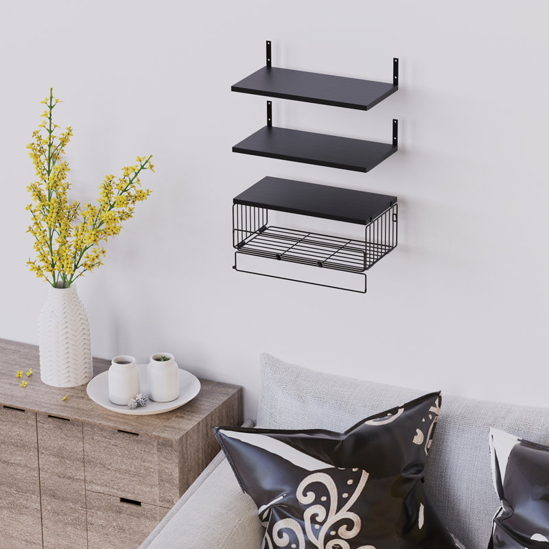 Lasaunda 3 Piece Floating Shelf, Black