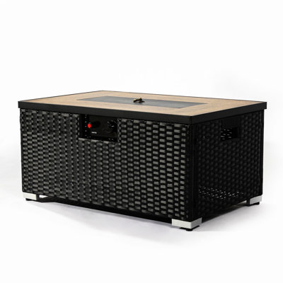 Fire Pit Table, Ceramic Tile Top, 15.48 In. , Propane Tank older Dark Gray Tabletop, , 34.25 Package Dept, 20.09 idt