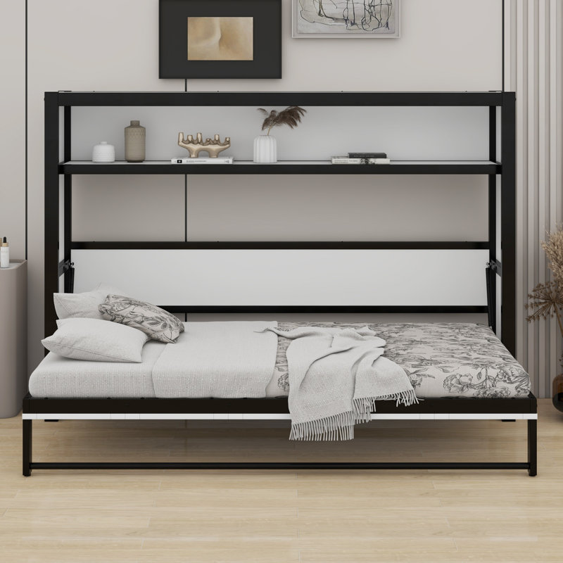 Lit escamotable avec tablettes Murphy, Blanc