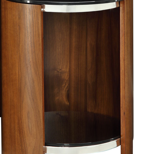 Teo Glass Top Sled Nesting Tables, Walnut