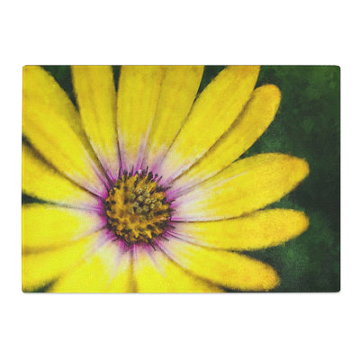 Tempered Glass Gerbera Flower Painting Chopping Board