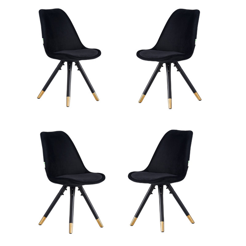 Gruffudd 4 Person Dining set - a Rectangular Wooden Dining Table with Metal Legs and a Set of 4 Quilted Velvet Dining Chairs for Dining Room - Modern Dining Table Set