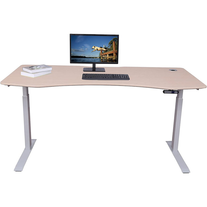 Adjustable Height Steel Standing Desk, 48" H x 59" W x 29" D, Light Oak/White