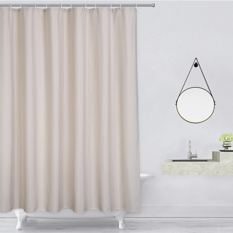 Luxury Robust Flax Linen-Look Shower Curtain for Stalls - 240GSM Waterproof Washable Fabric with Hooks - Form Resistant - Brown, 72x84 Inch