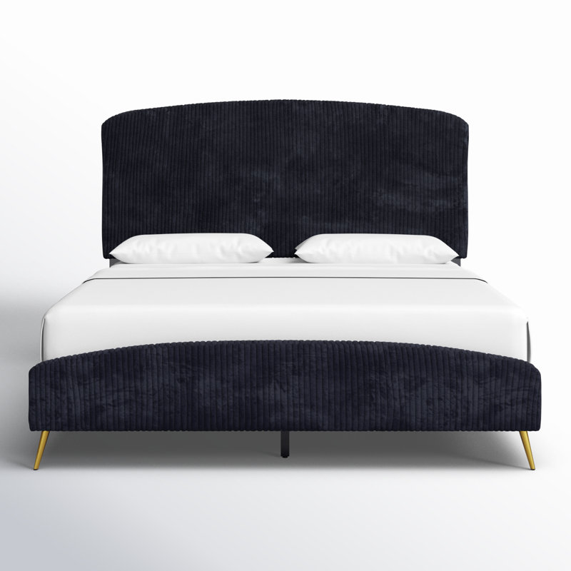 Ochlocknee Upholstered Standard Bed, California King, Black (Gold legs)