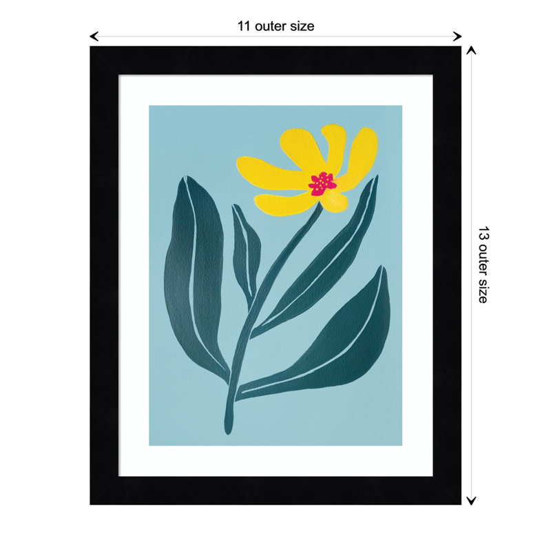 Yellow Flower by Exton - Single Picture Frame Print, Black, 13" H x 11" W x 1" D