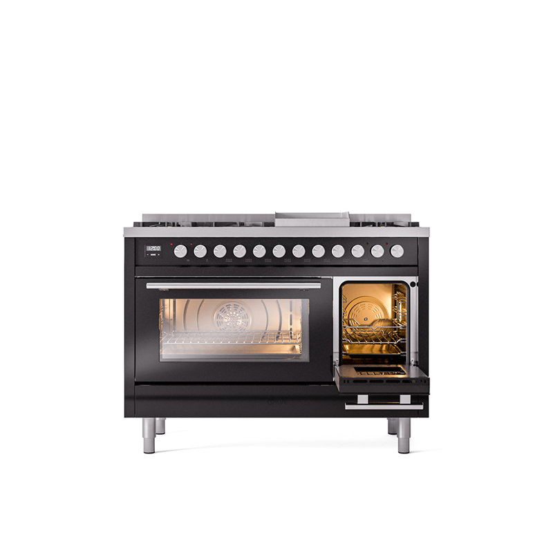 ILVE Professional Plus II 48 Dual Fuel Range , Glossy Black, Natural Gas