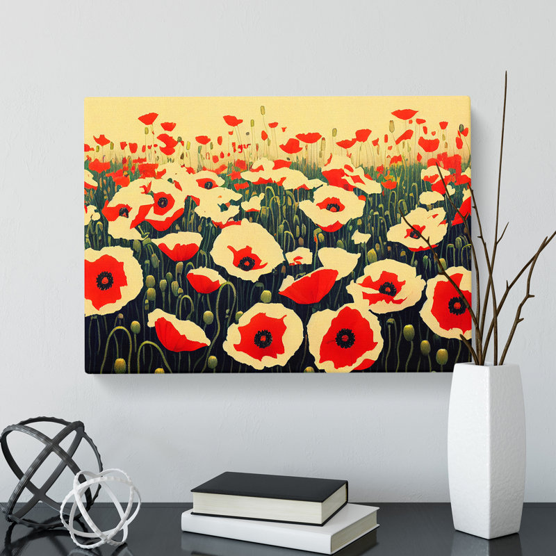 Evolving Poppy Flowers - Wrapped Canvas