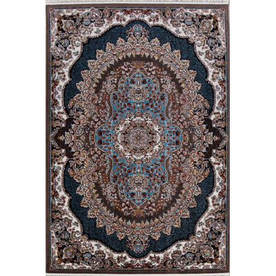 Tapis bleu / beige Adnopoz