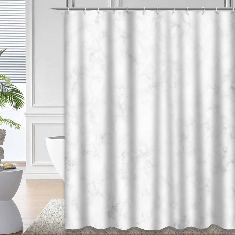 Rideau de douche en marbre granit blanc avec 12 crochets, L 72 po x l 78 po