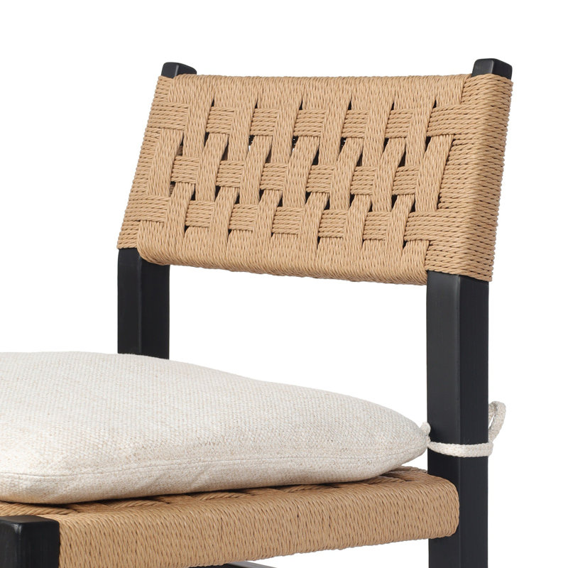 Hamlin Dining Chair With Cushion-Dover Crescent, Distressed Black Ash