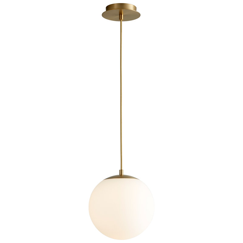 Luminaire suspendu sphère 1 lumière DEL Kamm, Laiton vieilli, H 133 po x l 10 po x P 10 po
