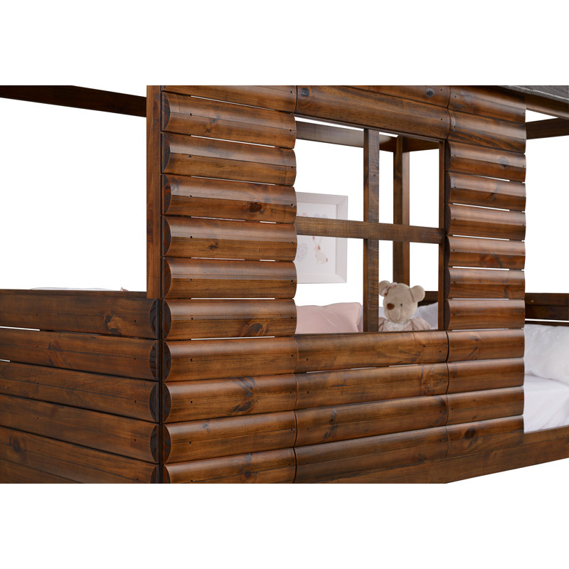 Lit mezzanine simple en bois massif Magana par Zoomie Kids