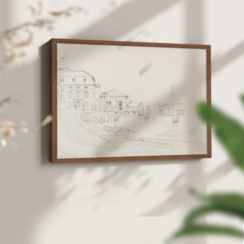 Croquis rétro - XXVI - reproduction encadrée, H 11 po x l 14 po, Noyer