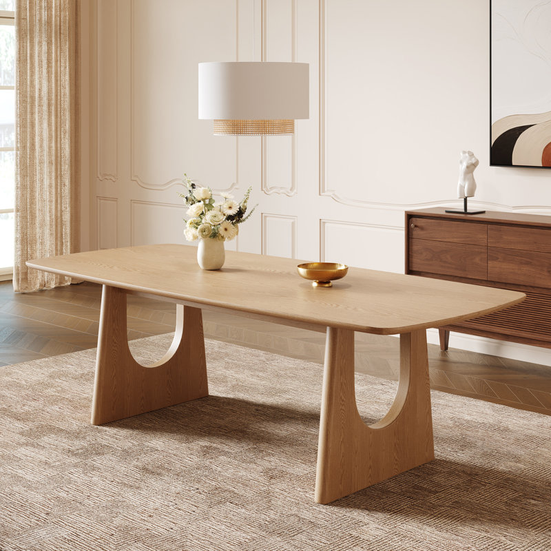 Joceline 78.7'' x 39.4" Solid Oak Dining Table Seat 6-8, Oak