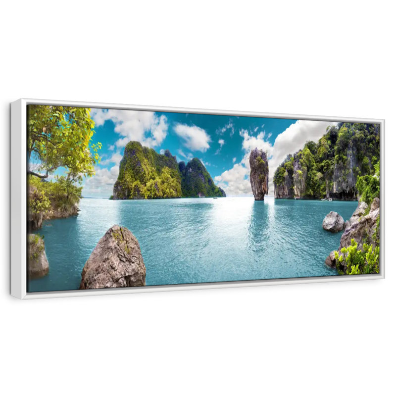 Iconic James Bond Island, 46 po x 16 po, Cadre flottant blanc