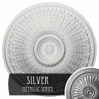 Endurathane Modena Ceiling Medallion, 23 1/2"OD x 3 1/2"P (Fits Canopies up to 5 1/4"), Hand-Painted Silver Finish