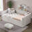 FAlano Twin Upholstered Daybed with Trundle, Vertical Channel Tufting, Linen Fabric Sofa Bed-1159267715
