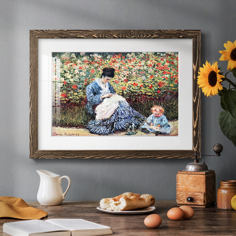 Madame Monet et son enfant par Monet, H 28 po x l 42 po x P 1,5 po, Noyer