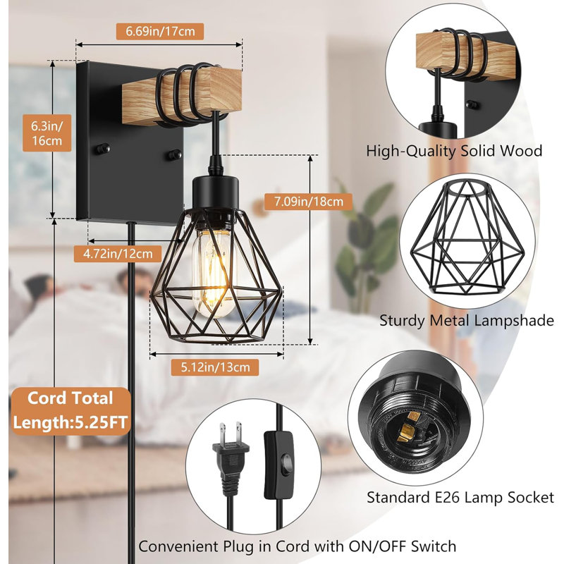 Retro Wooden Light Strip Plug Wire