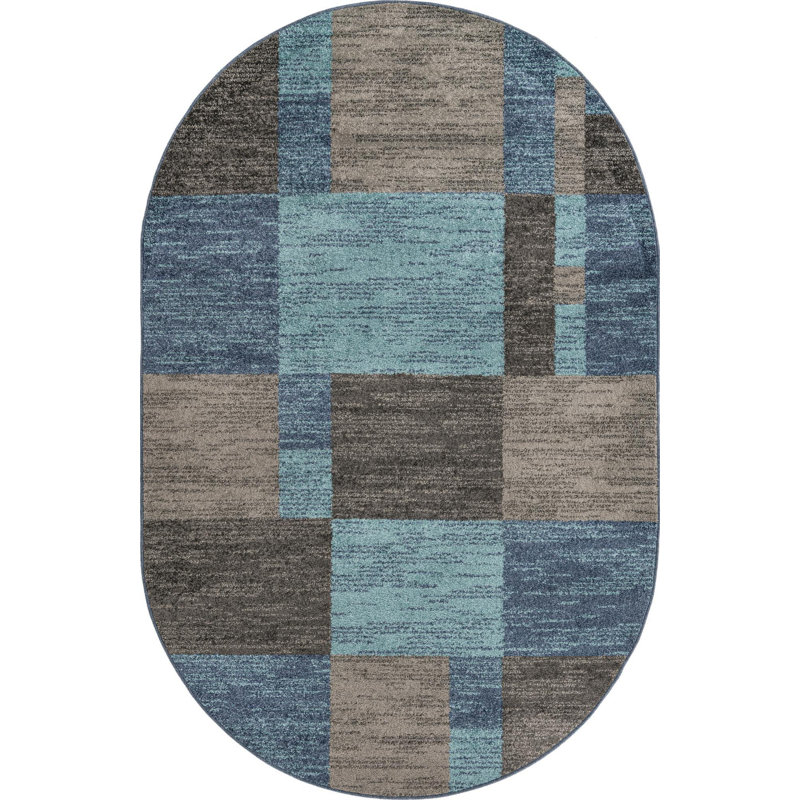 Eginhard Geometric Indoor Rug, Oval 5'3" x 8'