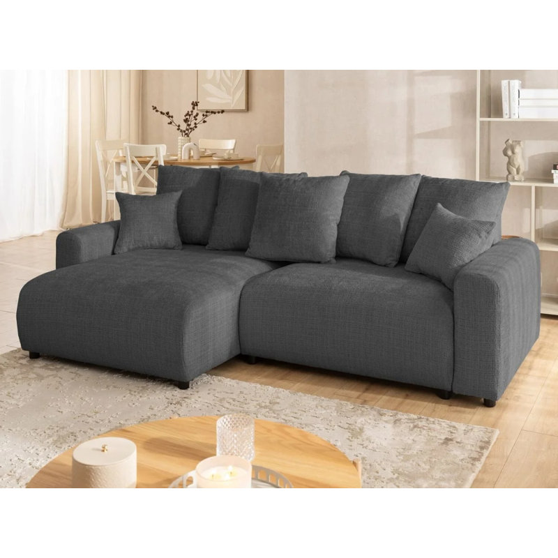 Calma 4 Seater Chenille Corner Sofa with Storage, Left-Hand Facing, Light Grey